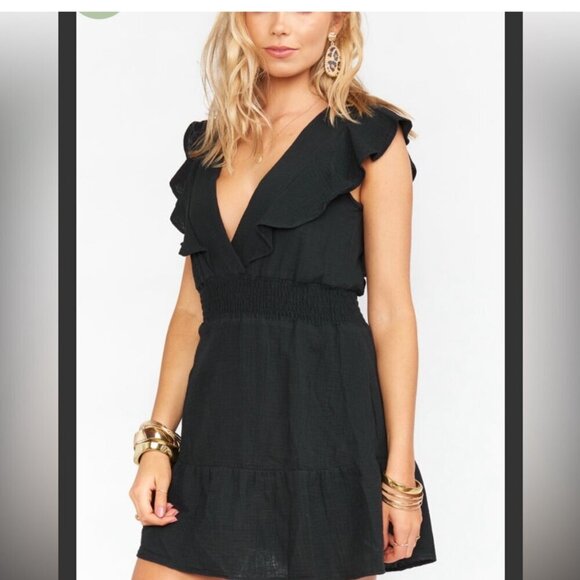 Show Me Your Mumu Adella Mini Dress Ruffle Sleeve V Neck Size XS Tiered Smocked - Picture 2 of 14